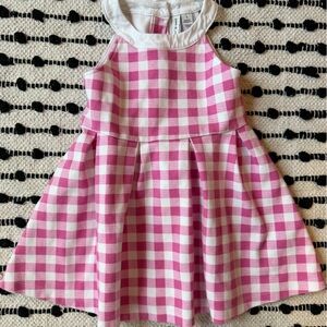 Janie and Jack Pink and White Gingham Halter Dress